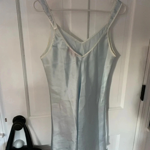 Vintage 90s Light Blue Oscar de la Renta Pink Label Silky Slip Size Small - Picture 6 of 6